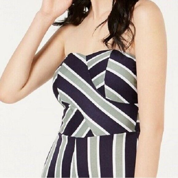 Planet Gold Strapless Striped Jumpsuit Size Medium - Picture 2 of 9